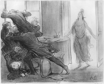 元大臣の最後の閣僚会議、「ルシャリヴァリ」のイラスト、1848年3月9日 作： Honoré Daumier